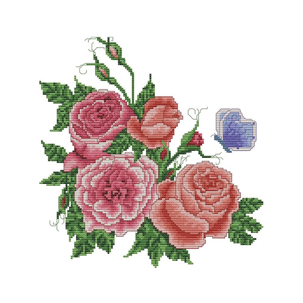 

Rose - 14CT Stamped Cross Stitch - 31*32cm, 501 Original