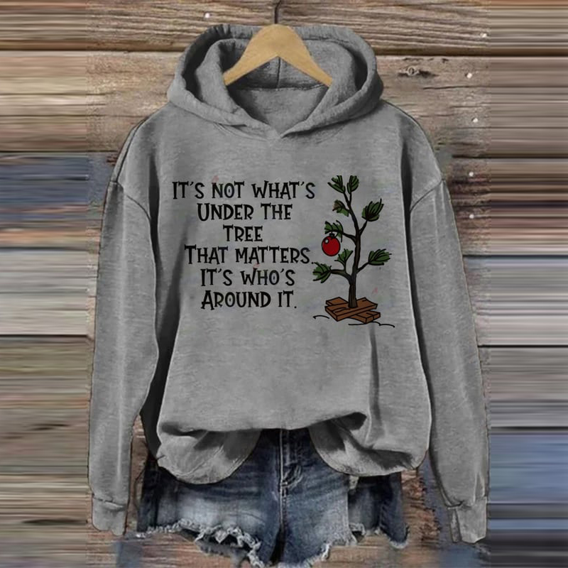 It's Not What's Around the Tree, It's Who's Around the Tree Charlie Brown Christmas Printed Sweatshirt