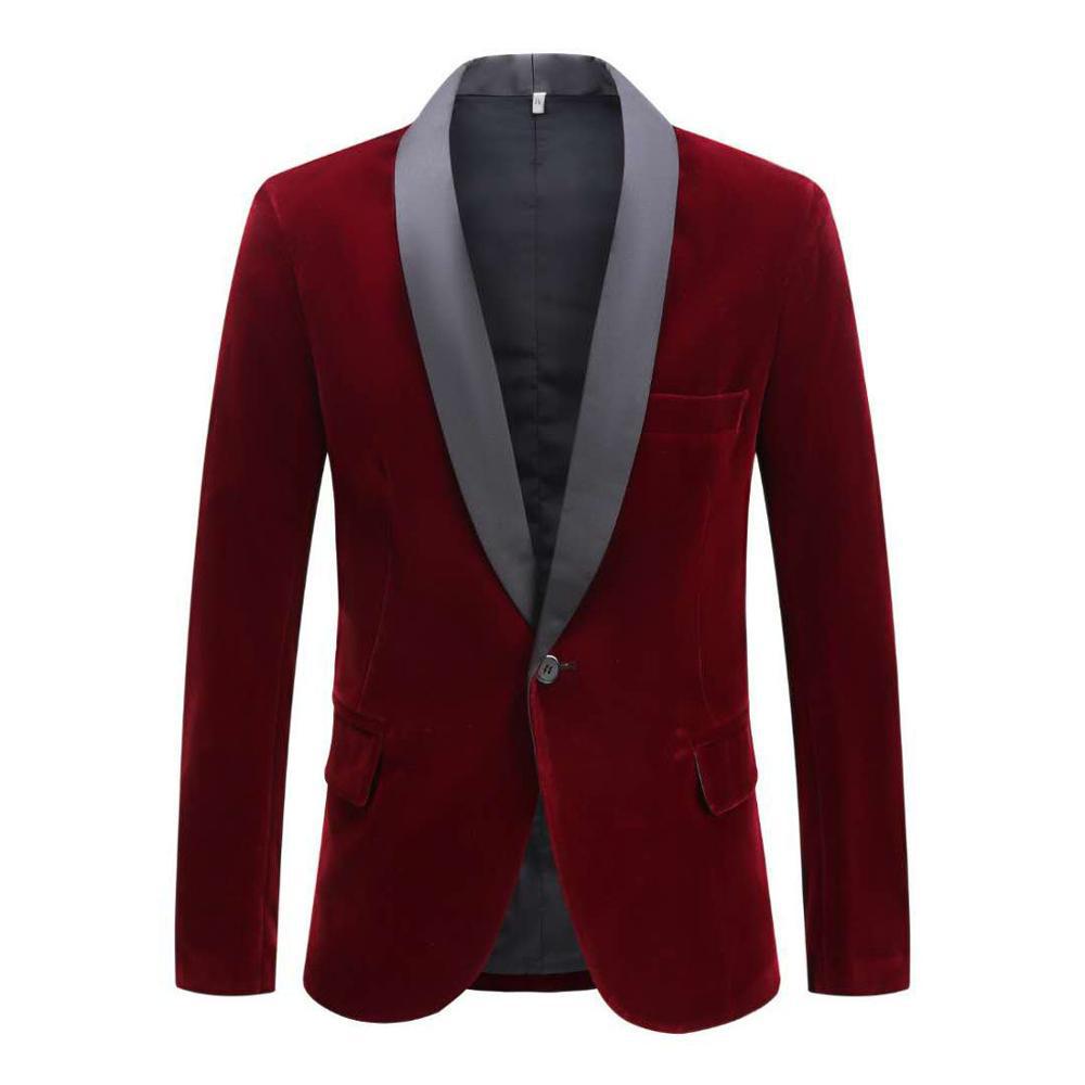Red Velvet Blazer RED-GREY