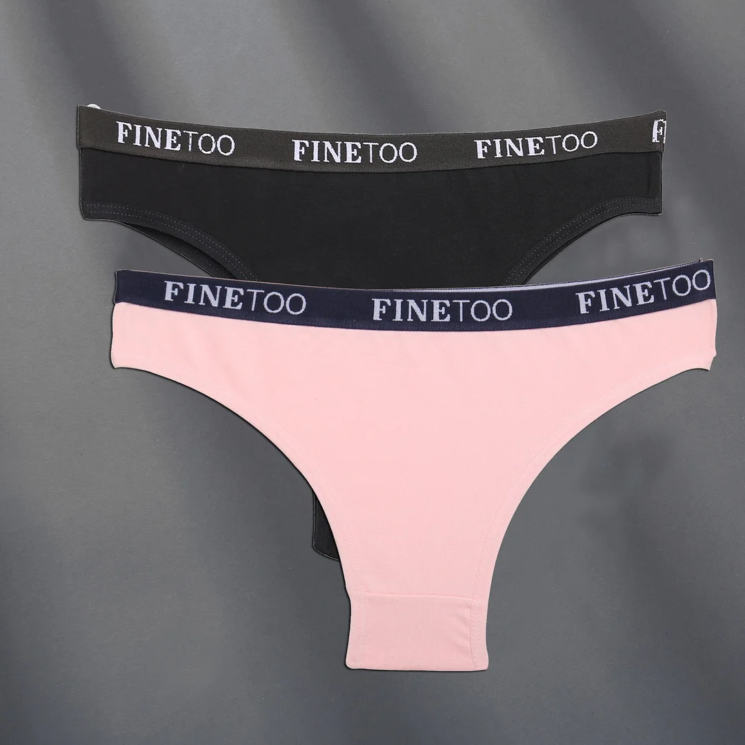 FINETOO 2PCS/Set Cotton Women Sexy Panties Letter Waisted Woman Underwear Fashion Underpant M-XL Female Girls Briefs Lingerie
