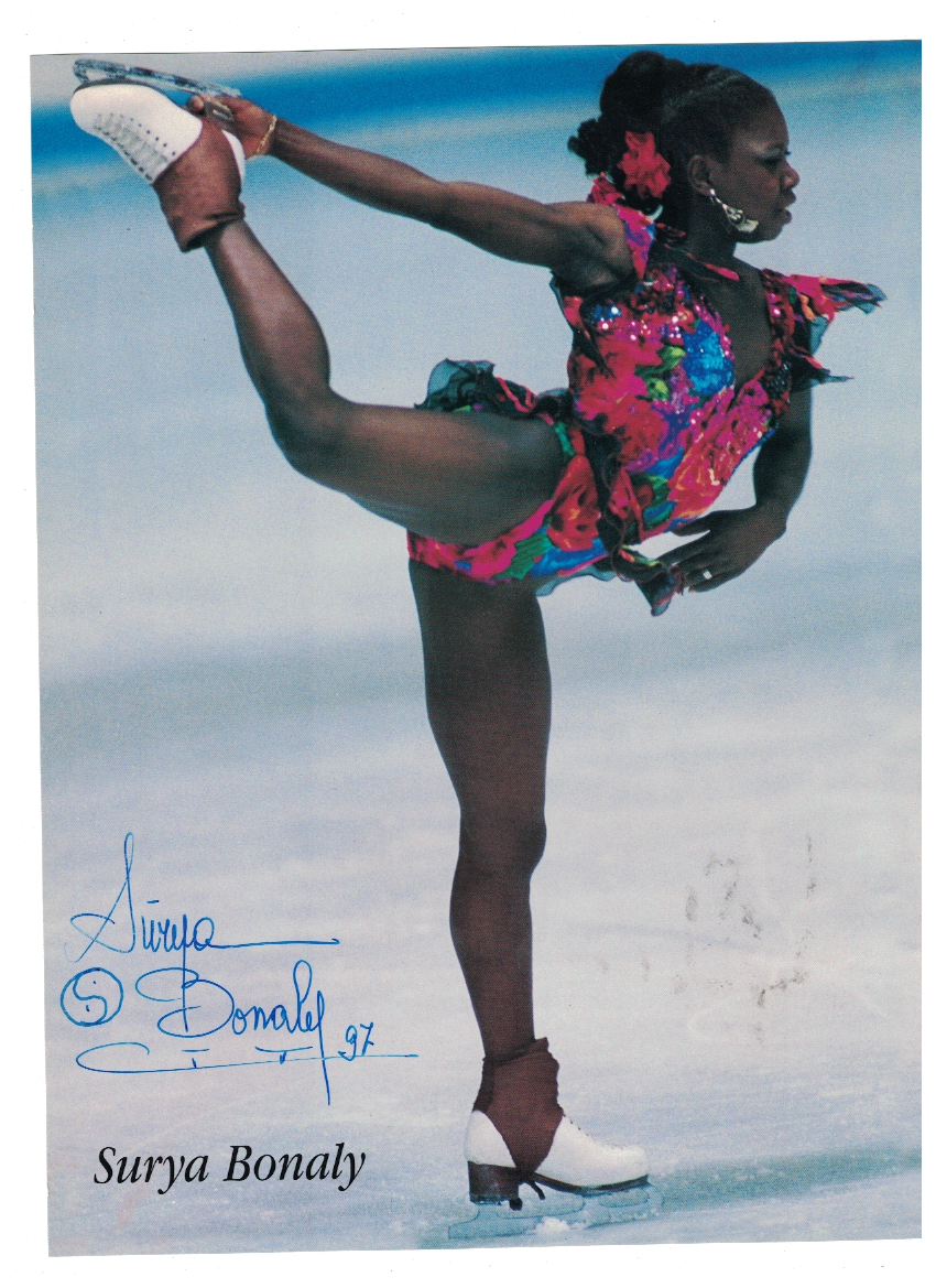 Surya Bonaly France Olympic Figure Skating Signed 8 1/2 x 11 Photo Poster painting W/Our COA