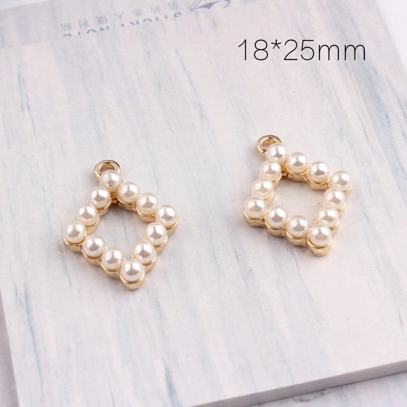10 PCS/Package Alloy Pearl Geometric Pendant Minimalist