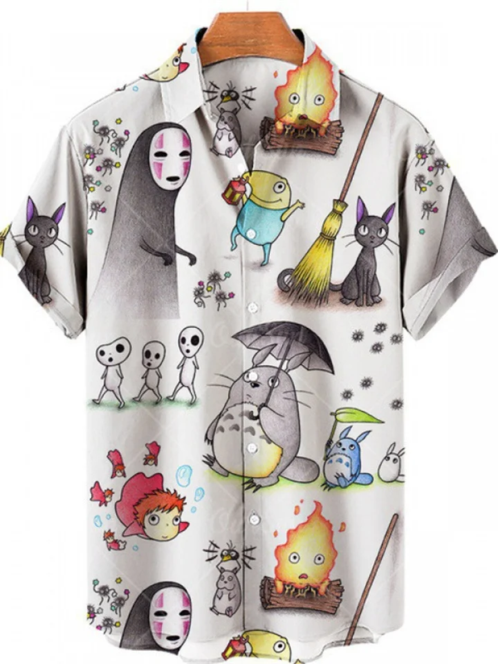 Men's Summer 3d Digital Printing Short-sleeved Shirt Men's Short-sleeved Beach Shirt