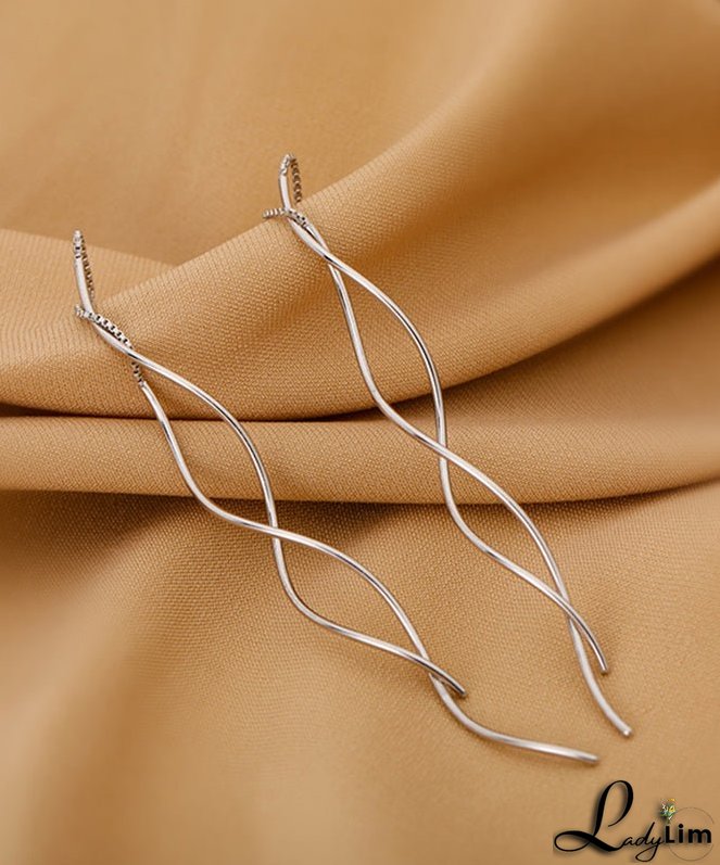 Chic Silk Sterling Silver Wave Drop Earrings