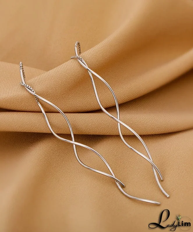 Chic Silk Sterling Silver Wave Drop Earrings