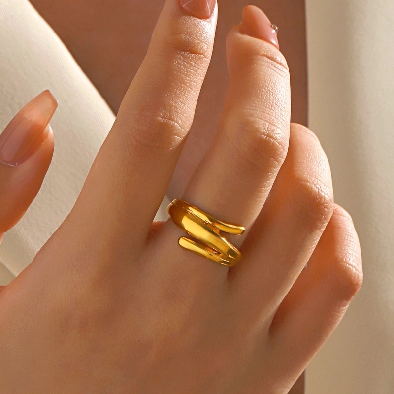 Minimalist Irregular 304 Stainless Steel 18K Gold Plated Polishing Rings
