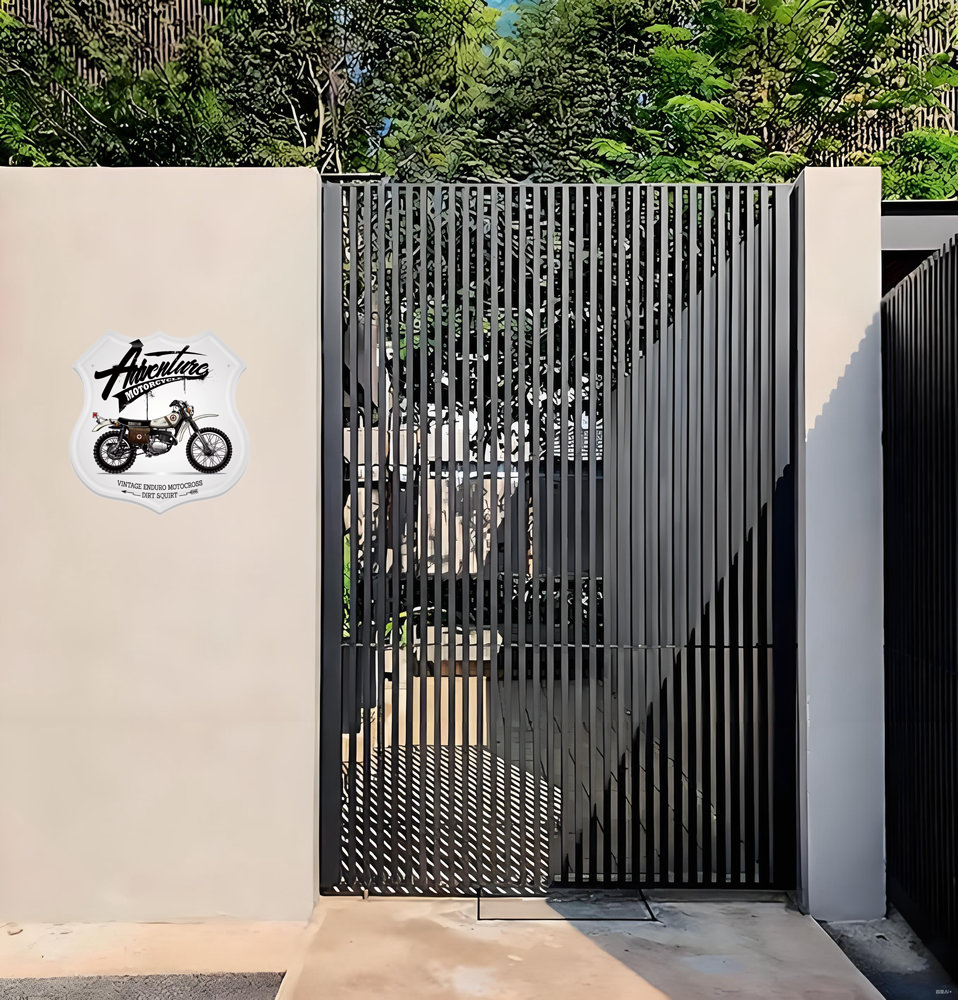 Targa Parete Metallica Vintage Enduro Motorcycle, Design Route 66, 39x33 Cm, Decorazione In Rilievo 3D Per Garage E Officina