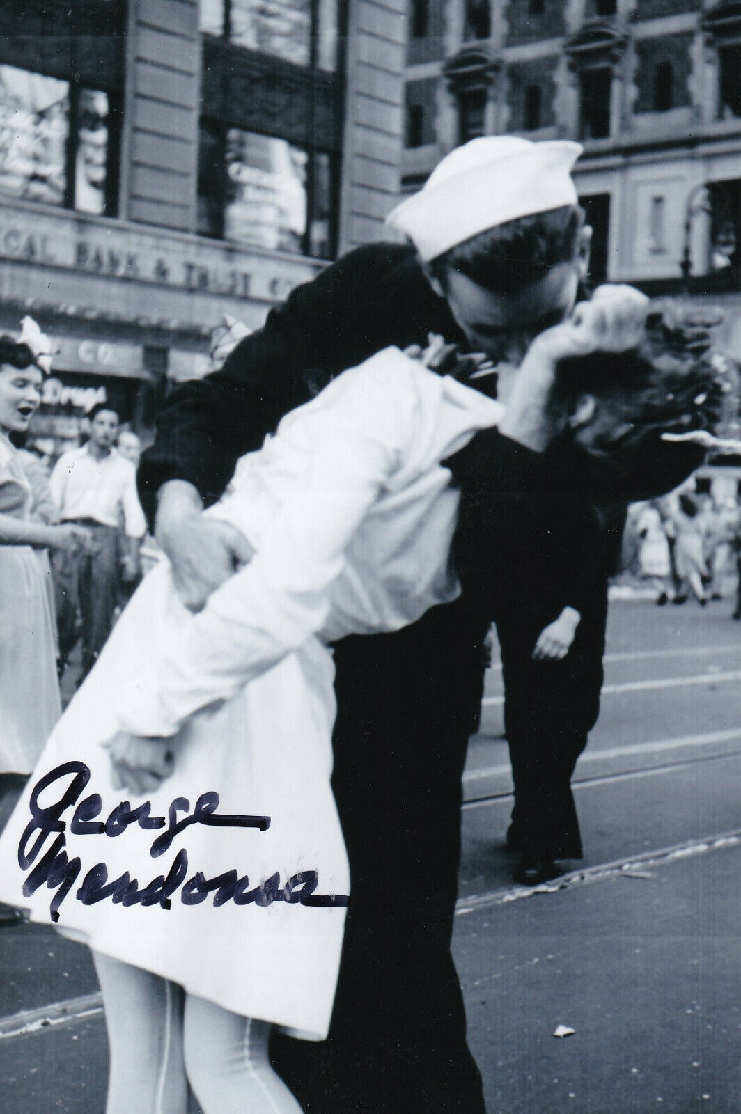 George Mendonsa 4x6 Signed Photo Poster painting VJ Day Kiss World War 2 Pacific WWII US Navy