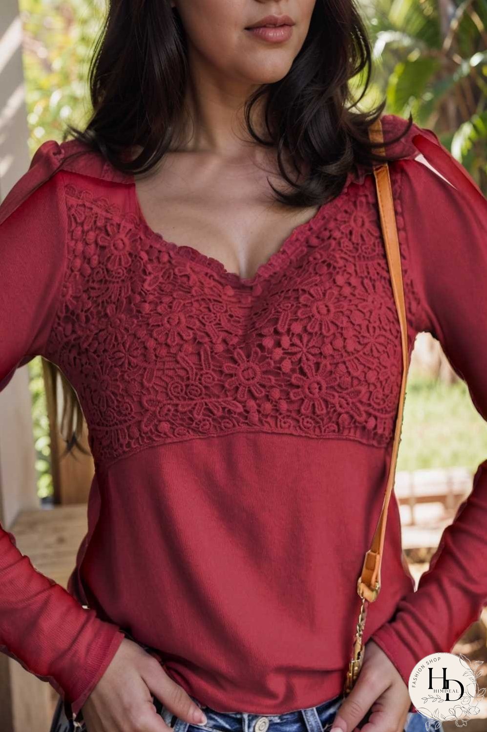 v neck printed casual blouse with long sleeves