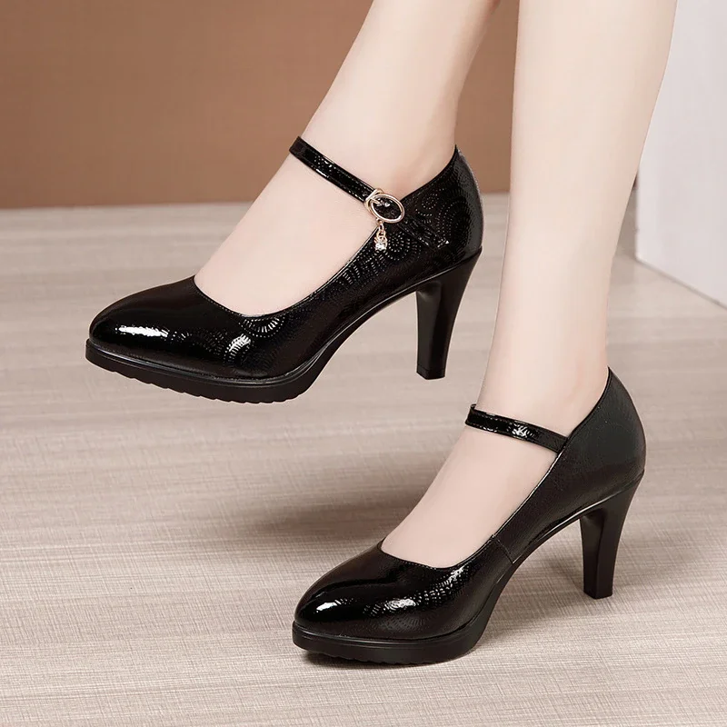 Colourp Women's Shoes Pumps Pointed Toe Office Lady Pumps Patent Leather Sexy High Heels Women's Wedding Shoes Plus Size 32-43