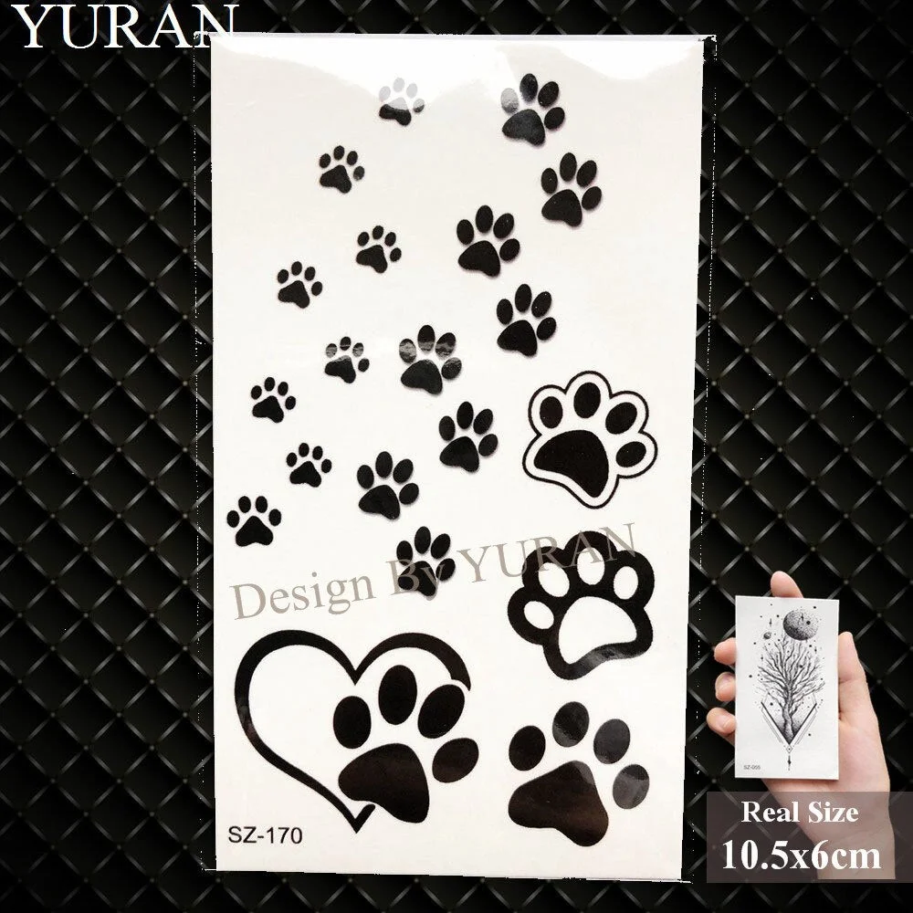YURAN Black Mountain River Geometric Tattoo Stickers Women Body Arm Moon Temporary Tattoo Men Ankle Wolf Round Fake Tatoo 3D