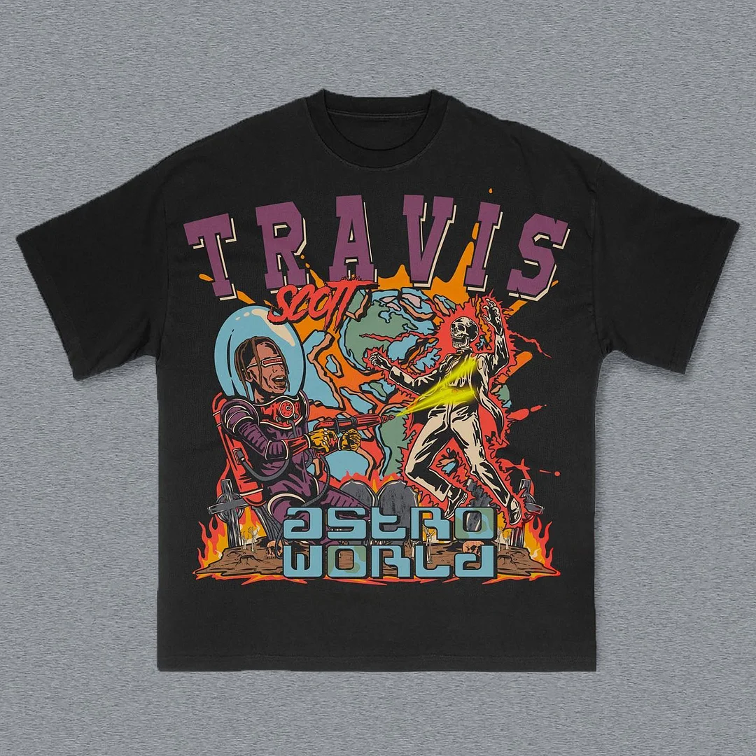 Personalized Travis Scott Print Short Sleeve T-shirt