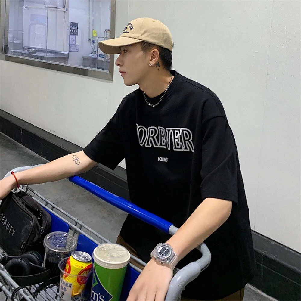 Aonga 2025 Summer New T-Shirts With Short Sleeves High Street Ruffian Handsome Causal Loose Versatile Teens Oversized T-Shirt 4XL aonga