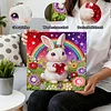 DIY Pearl Painting Rainbow Rabbit for Home Decor with Frame(25x25cm)