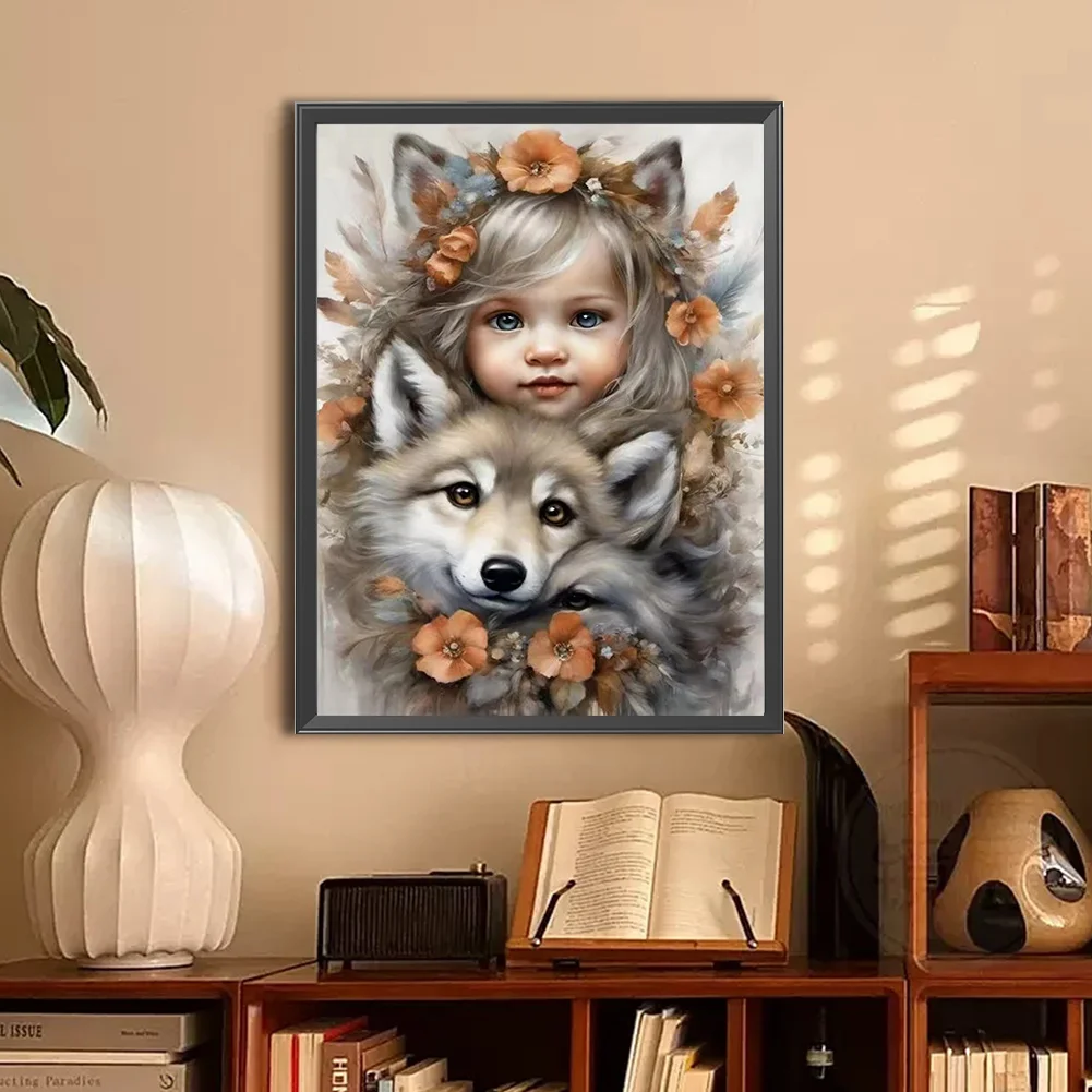 Diamond Painting - Full Round Drill - Cute Pet Girl(Canvas|30*40cm)