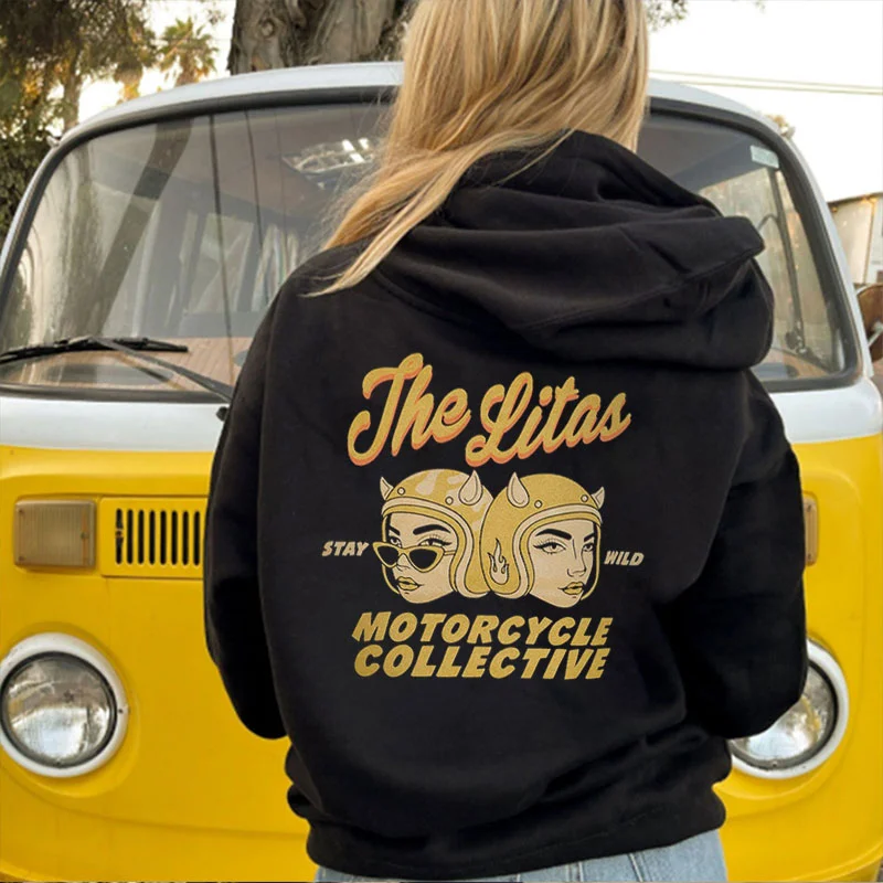 The Litas STAY WILD MOTORCYCLE COLLECTIVE  Black Print Hoodie