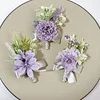 10PCS Violet Purple Wedding Catering Bridal Groom Guests Corsage Boutonniere Wrist Artificial Flower Bouquets