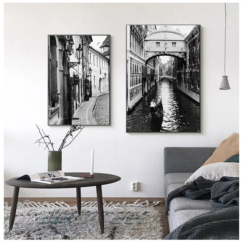 Paris Landscape Wall Art Canvas Painting Nordic Posters And Prints Black White Retro Poster Wall Pictures For Living Room Decor