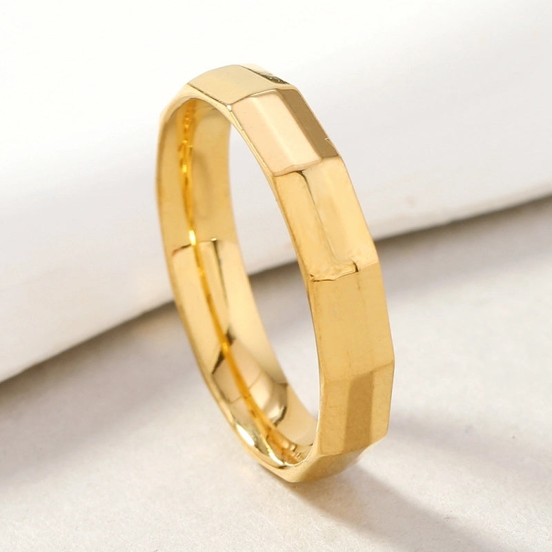 Minimalist Geometric Solid Color Titanium Steel Rings