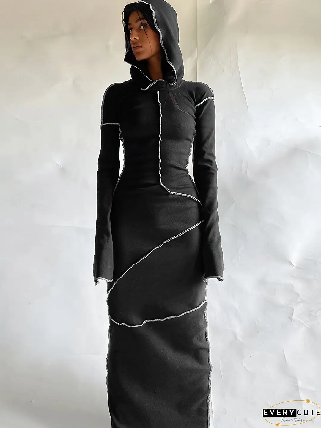 Flattering Maxi Dress with Contrasting Stitches
