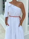 Solid Color One-Shoulder Maxi Dress