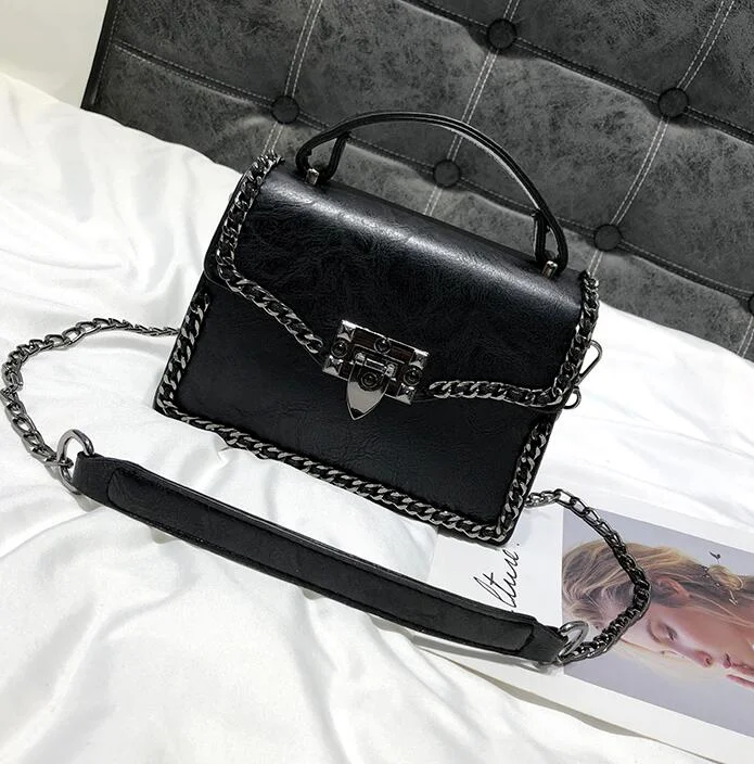 Retro Fashion Female Square Bag 2021New Women's Designer Handbag Quality PU leather Women bag Chain Tote Shoulder Messenger Bag