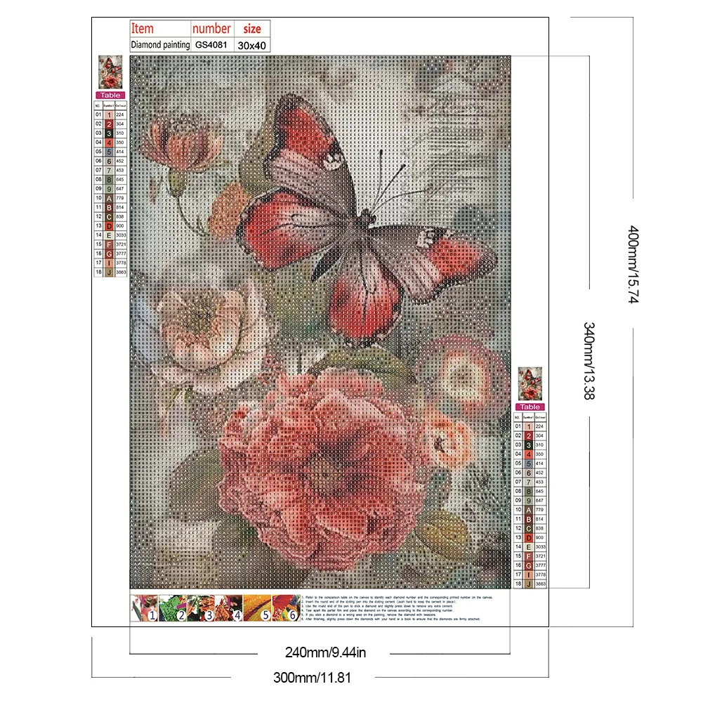 Diamond Painting - Full Square Drill - Butterfly Flower(Canvas|30*40cm)