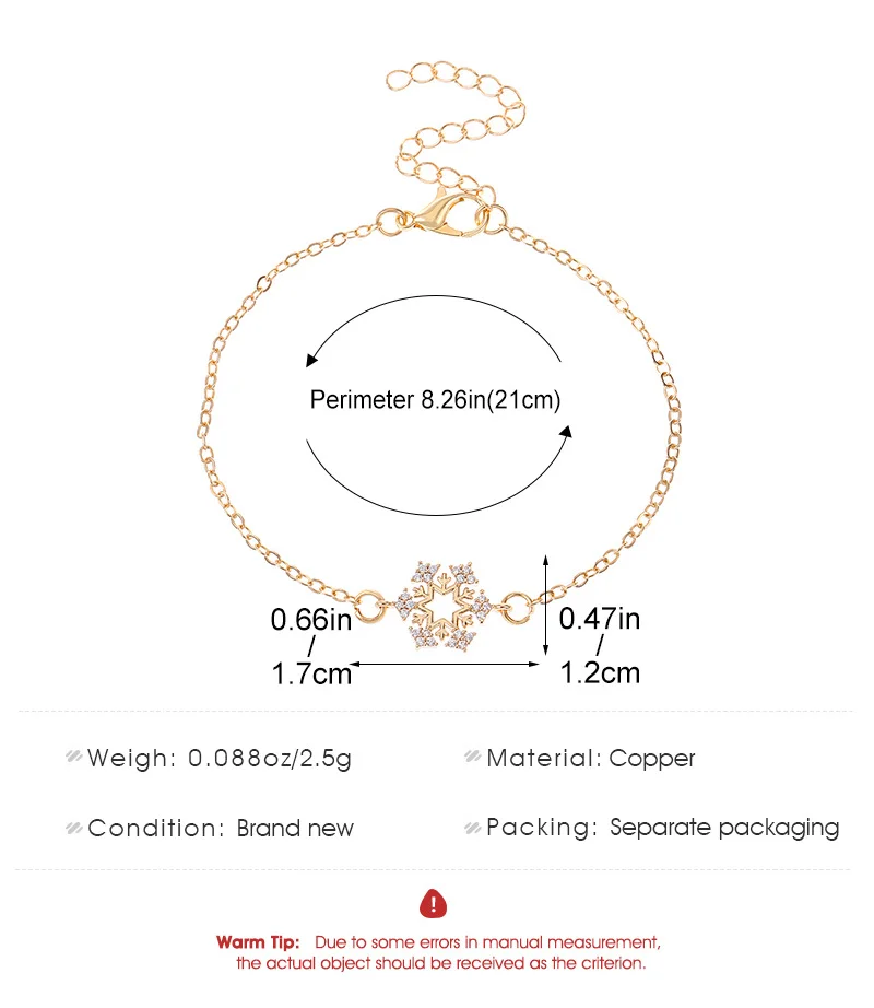 Snowflake Zirconia Gold-Plated Bracelet
