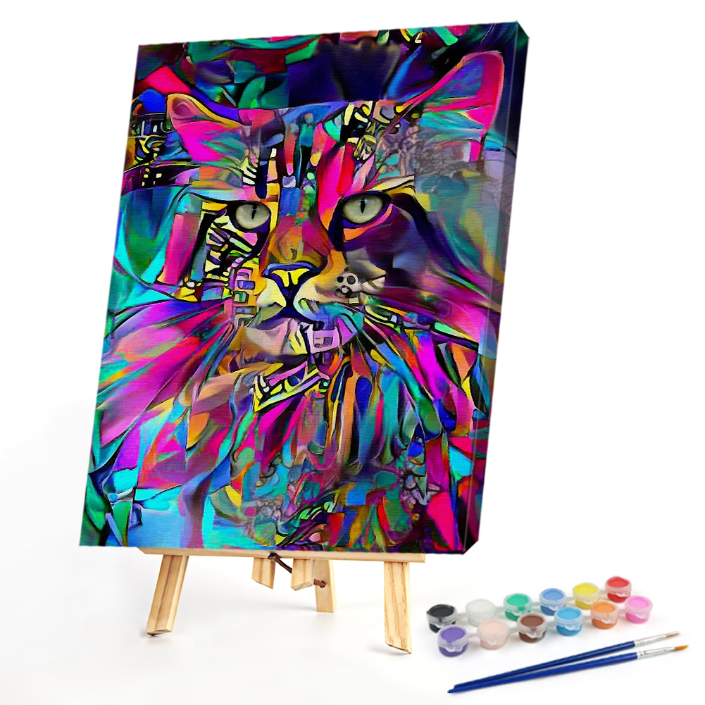 

40*50CM - Paint By Numbers - Psychedelic Cat, 501 Original