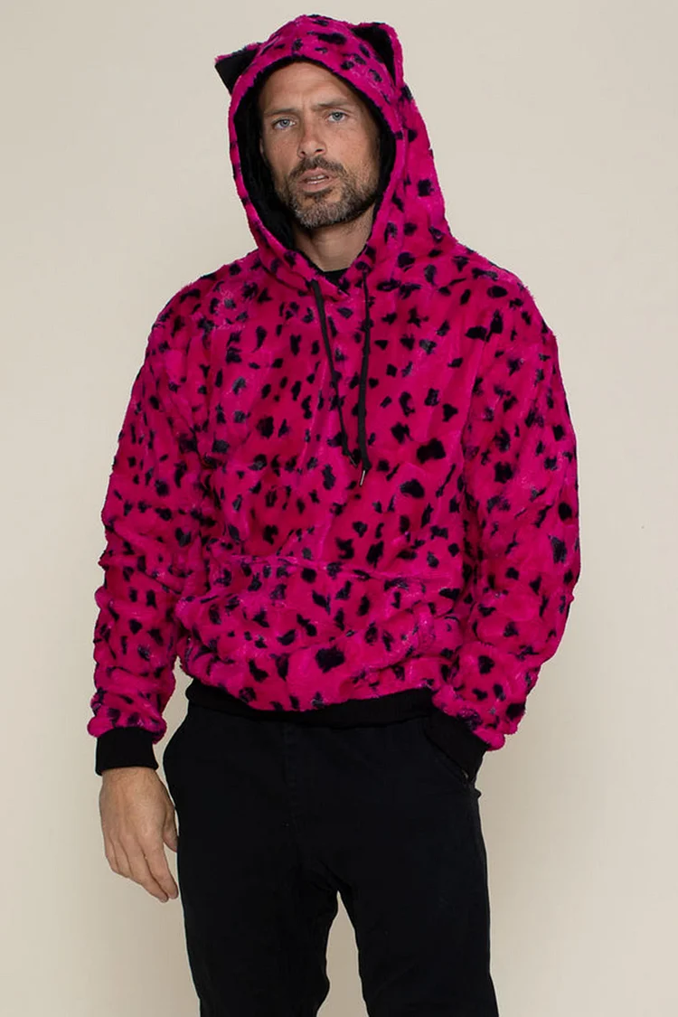 Leopard Print Drawstring Faux Fur Hoodie [Pre-Order]