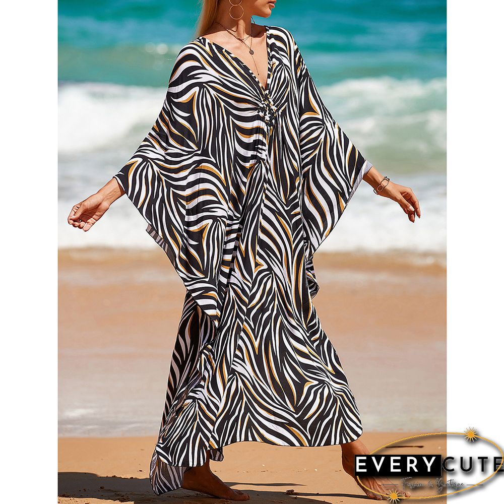 Stripe Print Long Kinimo Beachwear