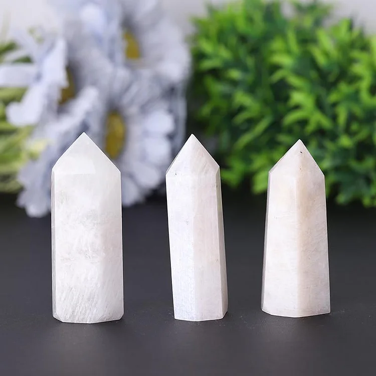 Polished Natural White Moonstone Towers Points Bulk For Sale
