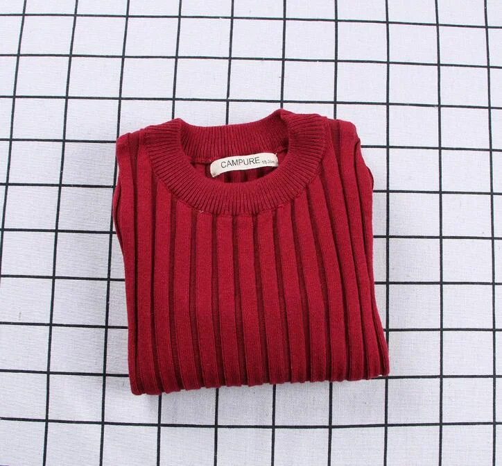 Baby Girls Ribbed Sweater 2019 Girls Sweaters Solid Candy Color Boys Sweaters Autumn New Knitted Kids Clothing Girls Pullover