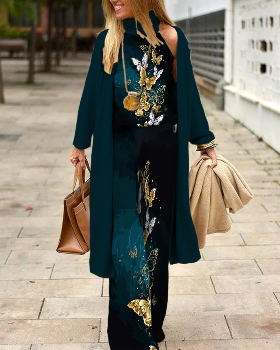 Herringbone Sweater Three-Piece Suit be66