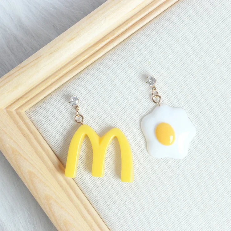 Personalized Simulation Food Fried Egg Earrings