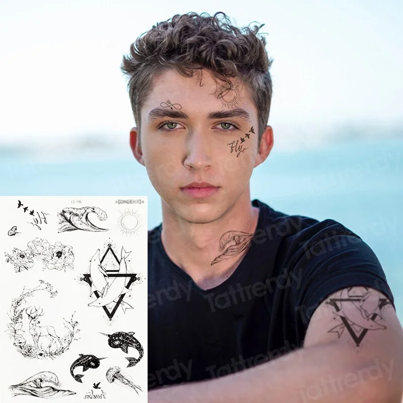 halloween stickers face temporary tattoo sticker for man neck boys tattoo & body art sword tattoo black face tattoo sticker sexy