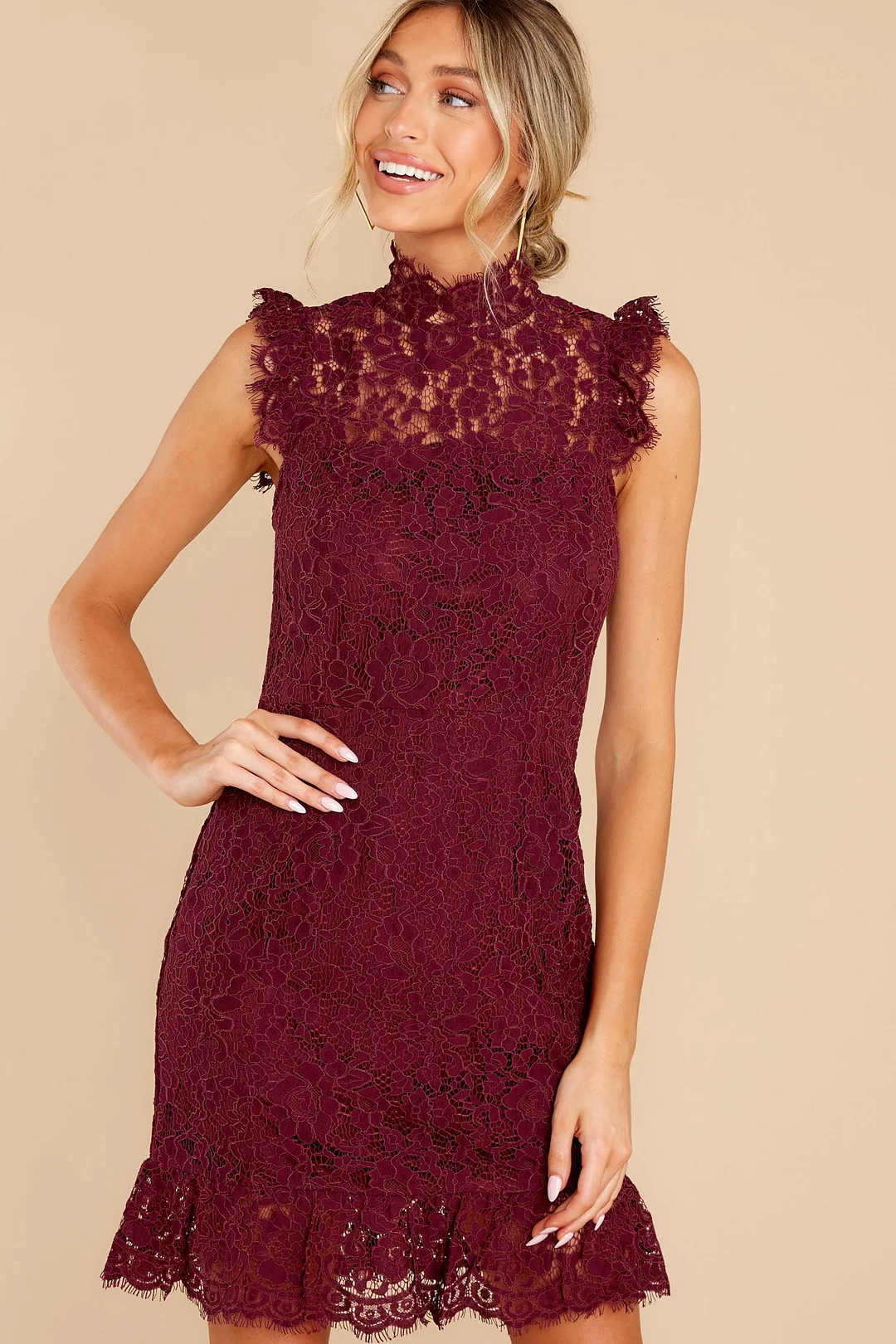 Learn To Love Wine Lace Dress