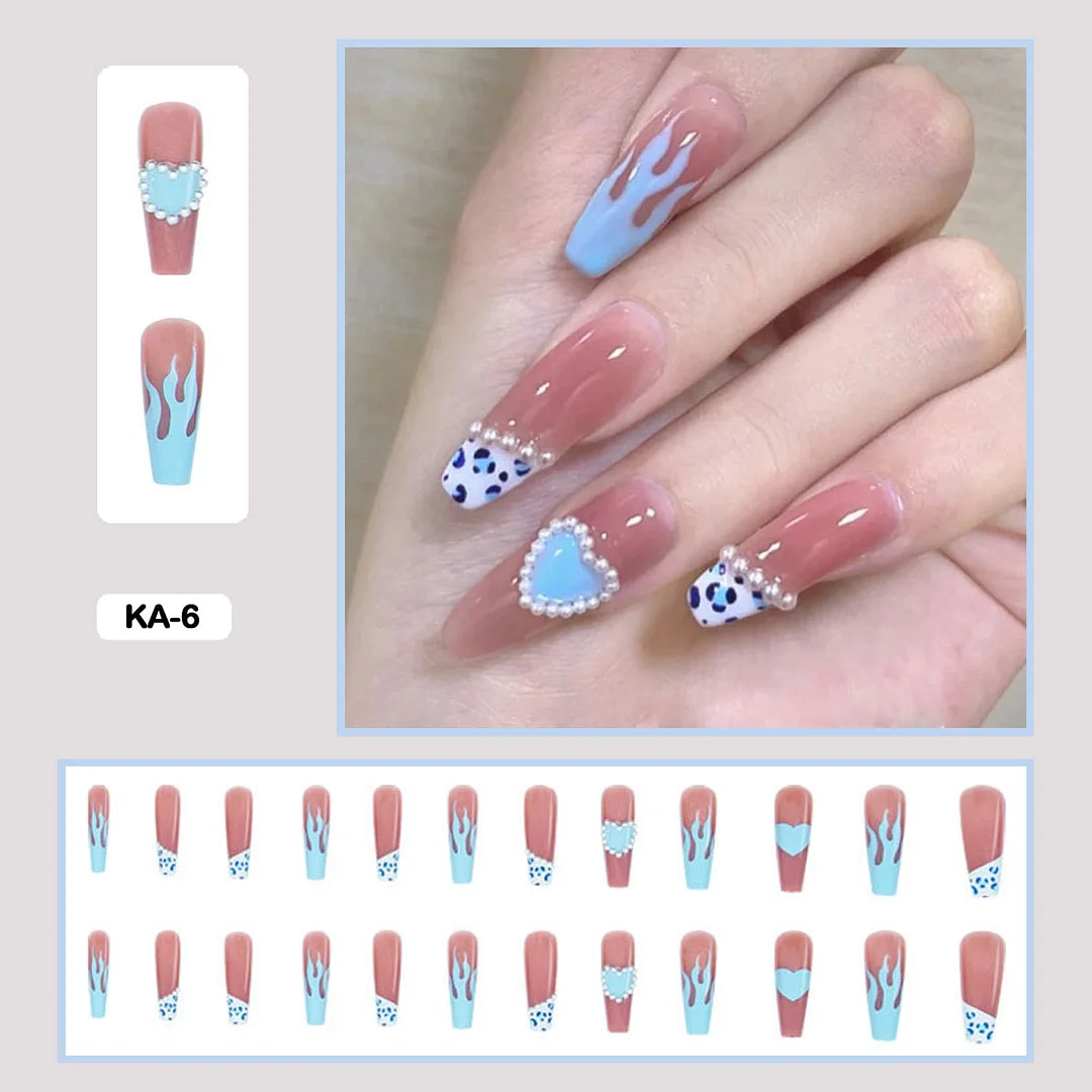 Butterfly Lovely Girl Nail Art Wearable Press On Fake Nails Tips With Glue And Sticker 24pcs/box With Wearing Tools As Gift-Nail Inspo