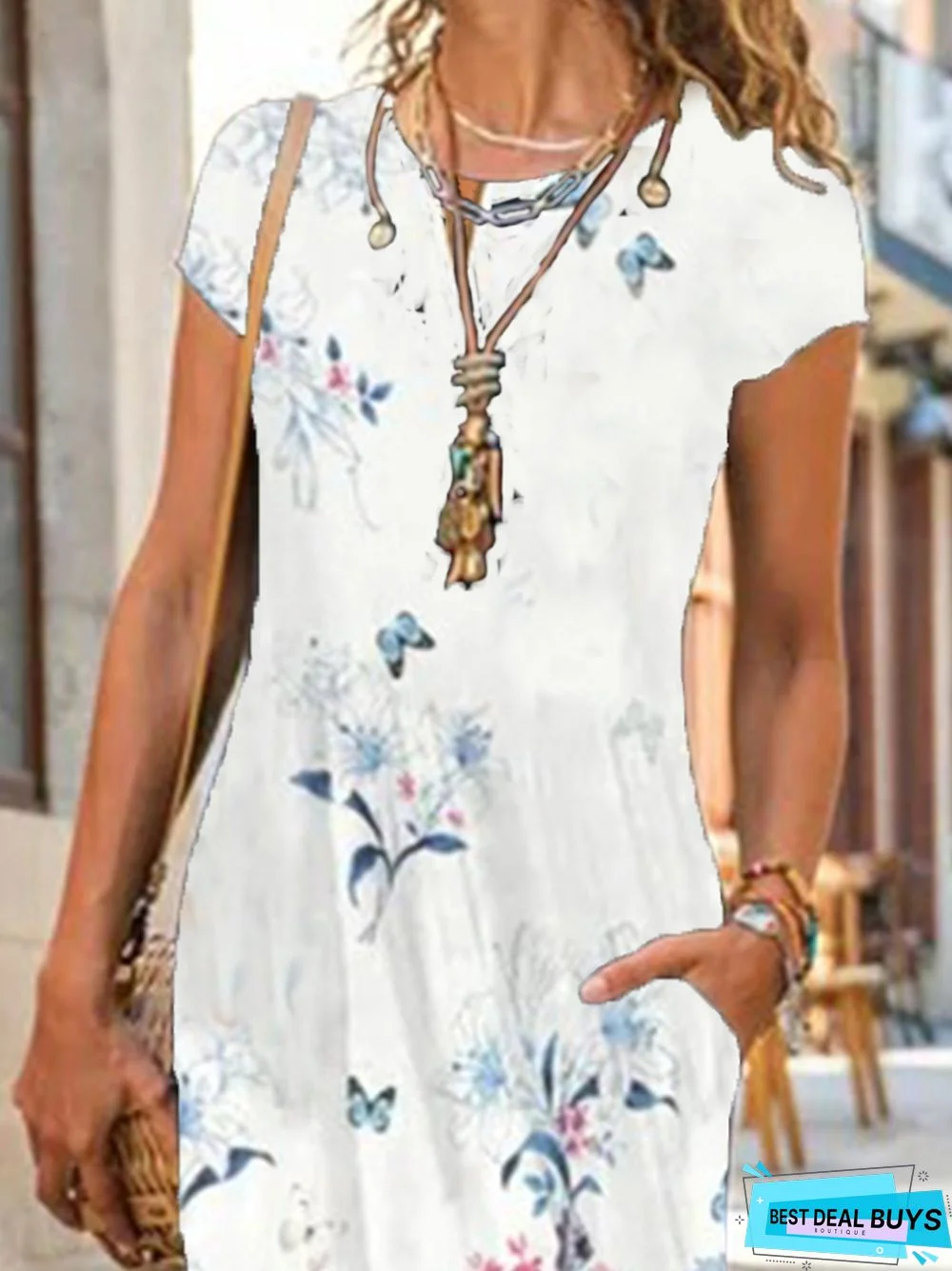 New Women Chic Plus Size Vintage Boho Short Sleeve Casual Knitting Dress