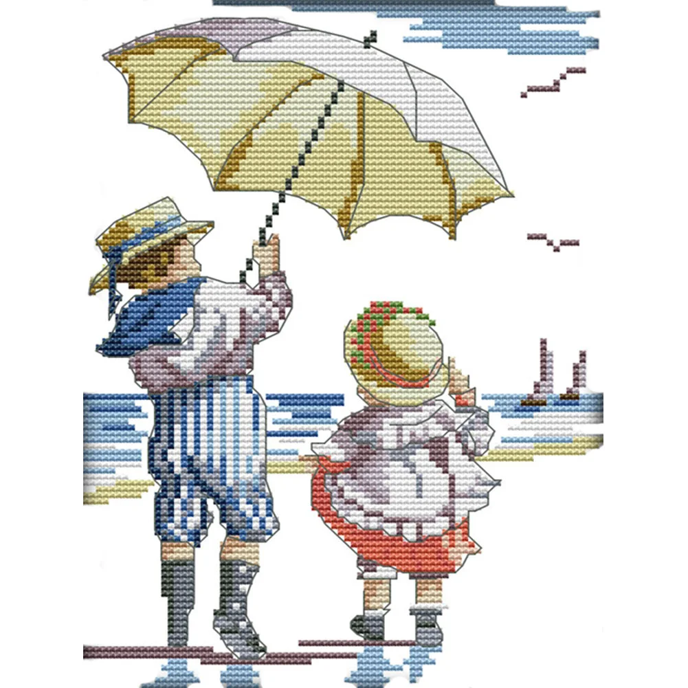 11CT Joy Sunday punto de cruz estampado el viento sopla (24 * 35cm)
