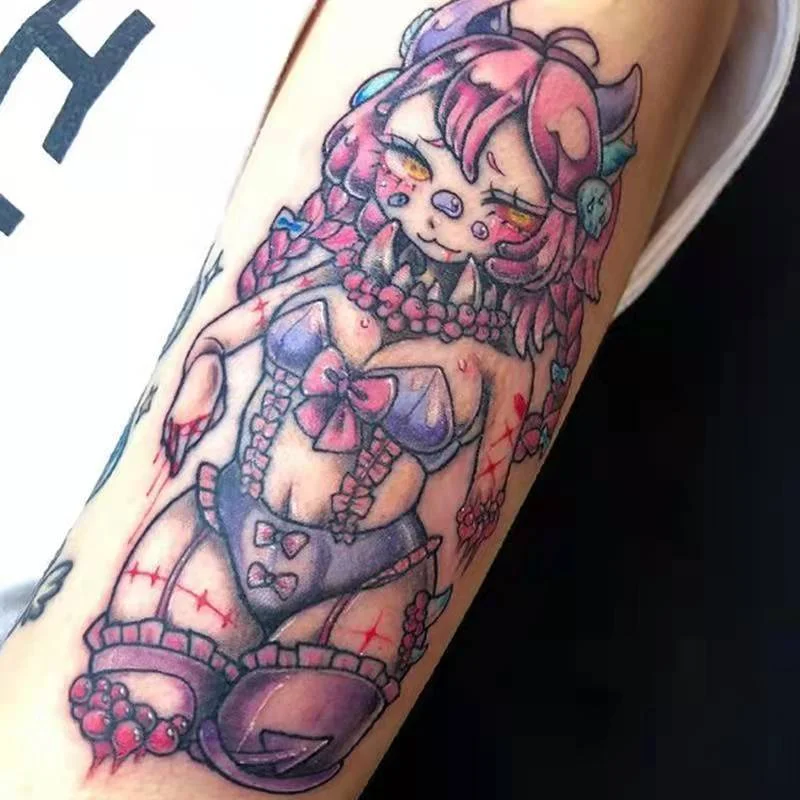 Anime Tattoo Sticker Waterproof for Men Women Body Art Personality Cool Butterfly Fake Tattoo Arm Thigh Pattern Temporary Tattoo