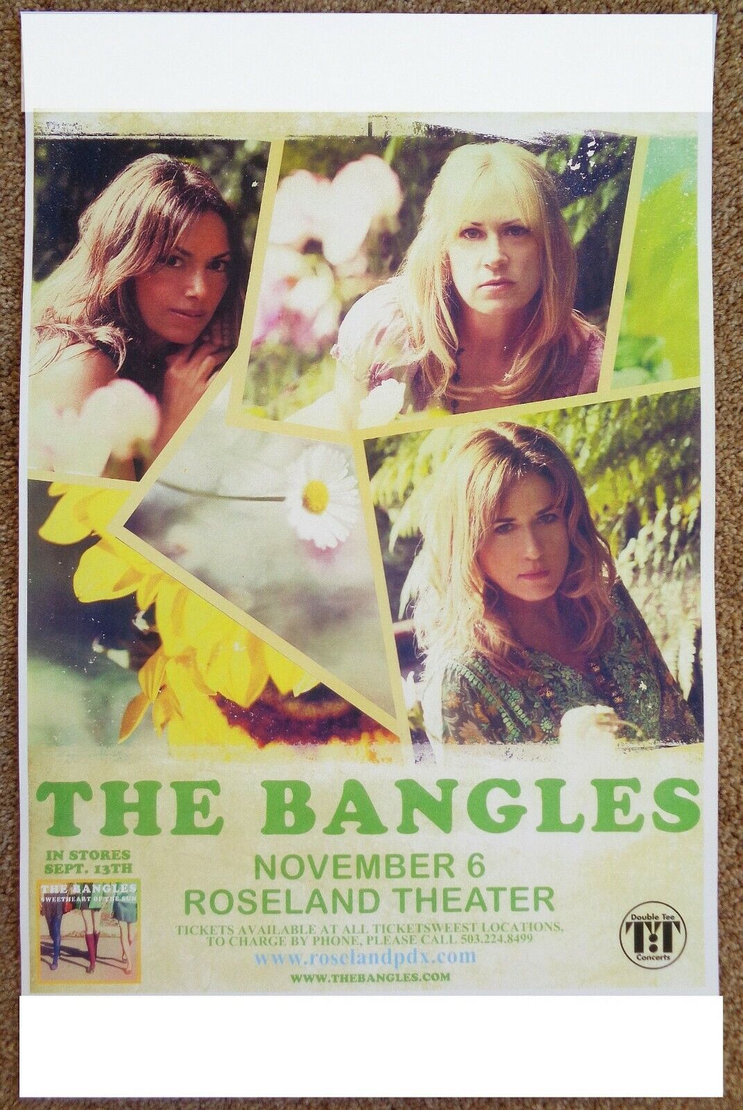 THE BANGLES 2011 Gig POSTER Portland Oregon Sweetheart Of The Sun Concert