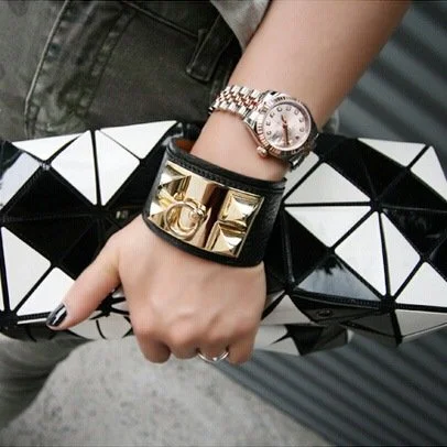 Personalised Wide Bracelet Punk Studded Bracelet