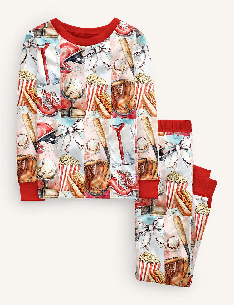 Kid's Game Day Baseball Coquette Pajama Set