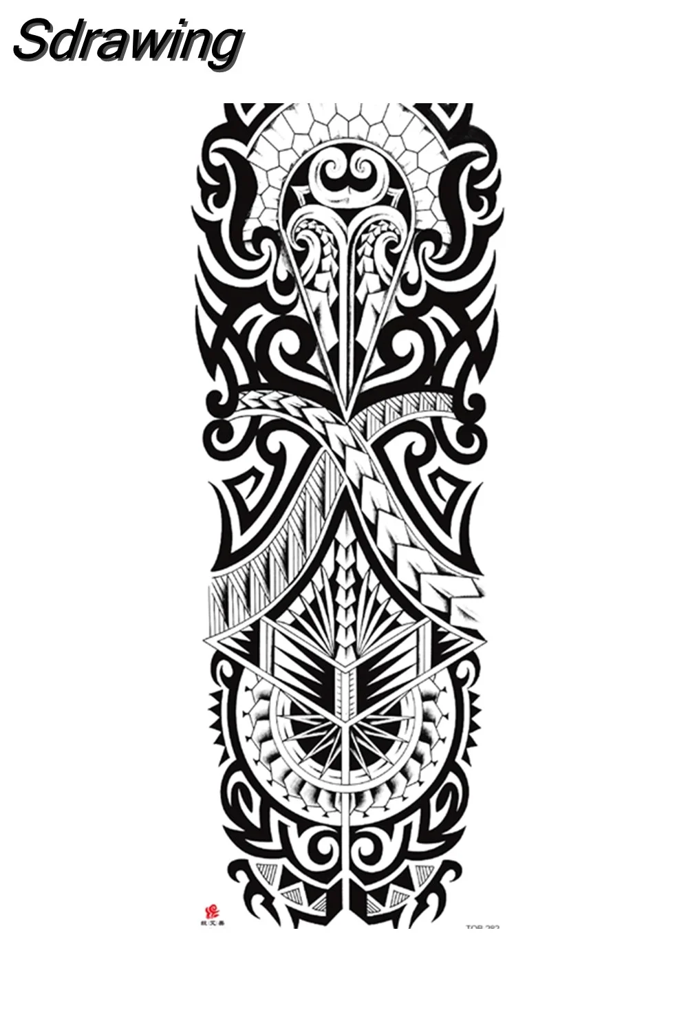 Sdrawing Arm Temporary Tattoo Wolf Lion Fish Horns Geometric Man Body Leg Rose Flower Phoenix Waterproof Sticker Cool Women Tatoo 430-1