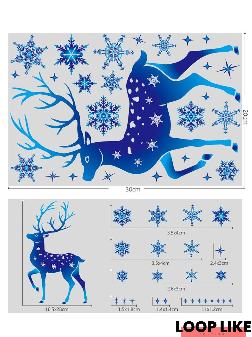 Christmas Blue Window Sticker Decoration Christmas Reindeer Snowflake Decal Window Decoration