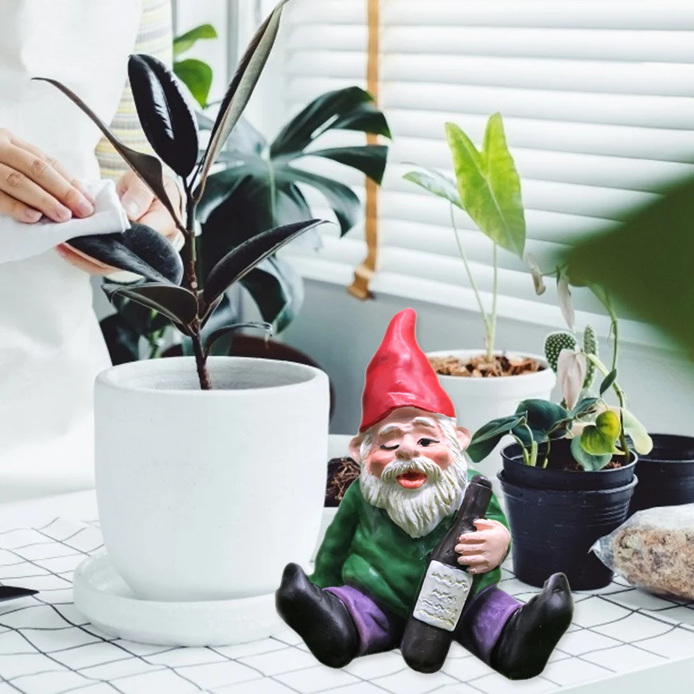 Mini Dwarf Gnome Statue Garden Ornament Resin Fairy Micro Landscape Elf (C)