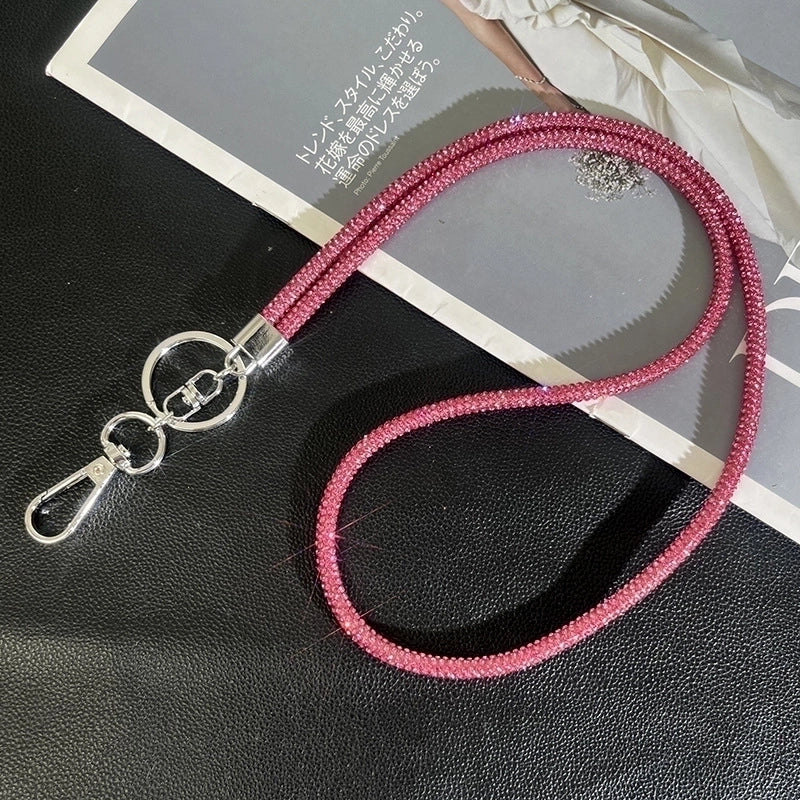 Minimalist Solid Color Rhinestone Inlay Rhinestones Bag Pendant Mobile Phone Chain