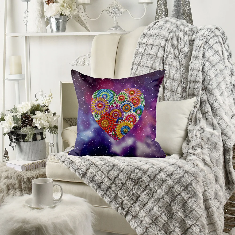 DIY Diamond Painting Pillow Case - Heart(30*30cm)(Single Side)