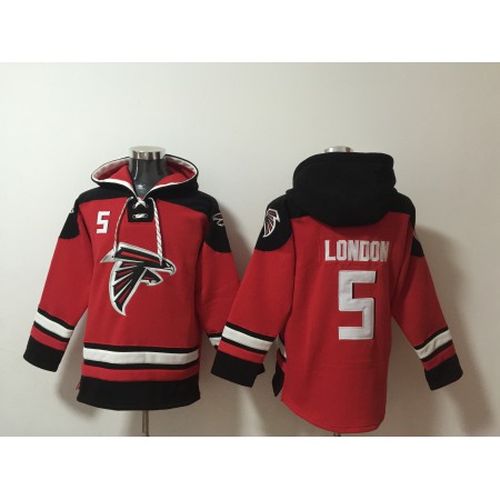 Men's Atlanta Falcons #5 Drake London Red Ageless Must-Have Lace-Up Pullover Hoodie RXRT
